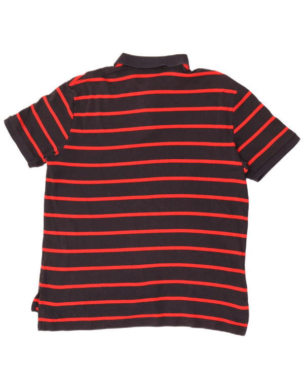 Polo Ralph Lauren Mens Polo Shirt XL Navy Blue Striped Cotton