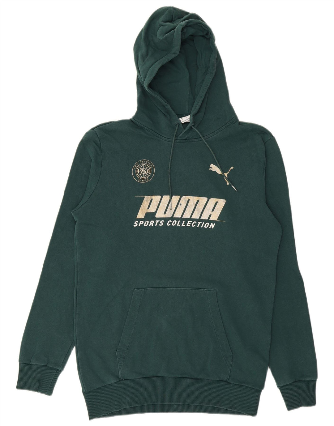 Felpa con cappuccio grafica PUMA da uomo piccola in cotone verde