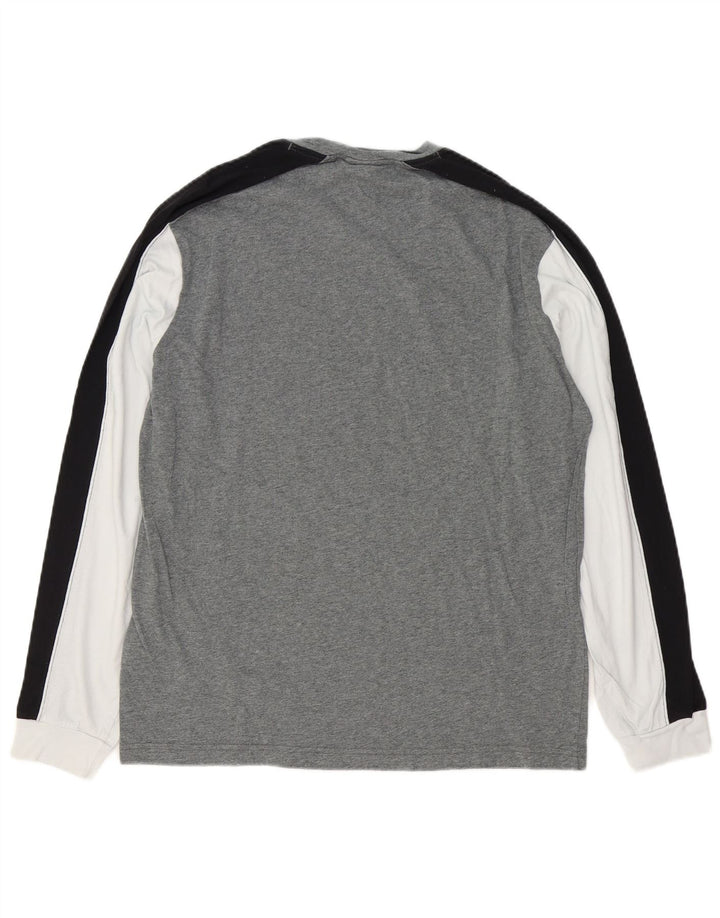 Champion Top grafico da uomo a maniche lunghe in cotone color block grigio grande
