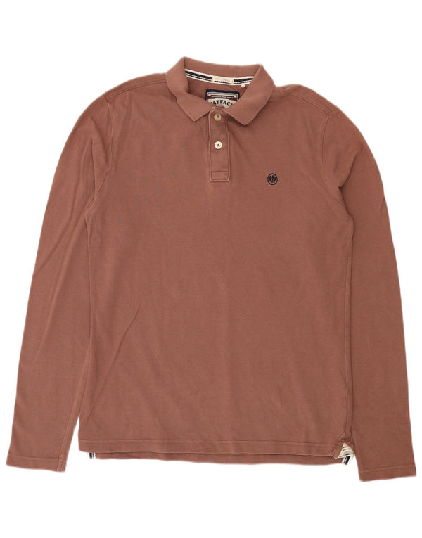 Polo da uomo a maniche lunghe Fat Face in cotone marrone medio