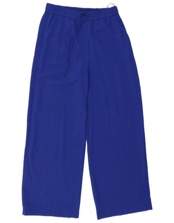 Pantaloni casual a gamba larga da donna Marks & Spencer UK 14 Large W34 L33 Blu