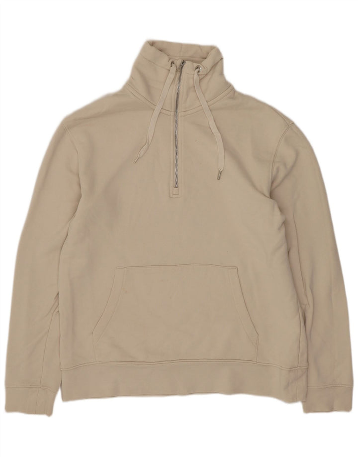 Felpa Zara da uomo con collo con zip, maglione, cotone beige medio