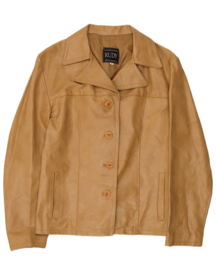 Giacca in pelle vintage da donna IT 44 in pelle beige medio