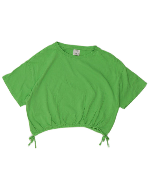 Top corto in camicetta per ragazze Zara 11-12 anni in cotone verde