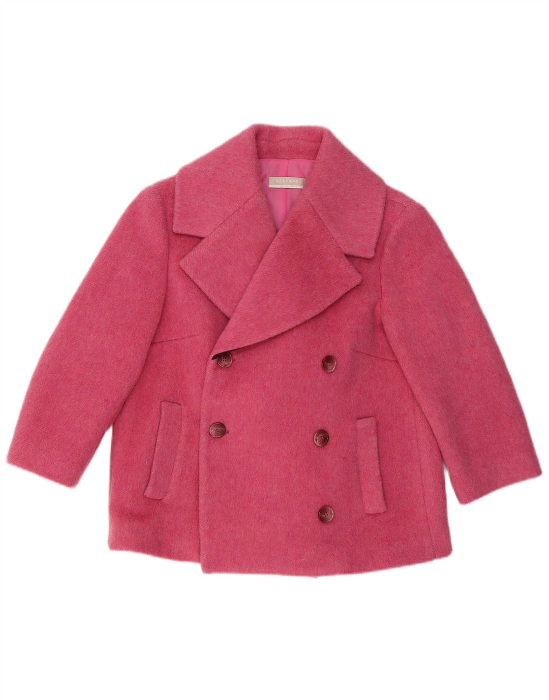 Cappotto da marinaio con maniche corte a 3/4 da donna Stefanel US 8 lana rosa media