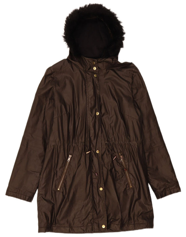 Giacca Parka con cappuccio da donna Marks & Spencer UK 10 Small Marrone Poliammide
