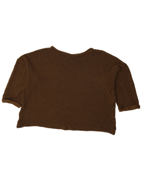 Top Zara da donna oversize con maniche a 3/4 UK 16 grande marrone