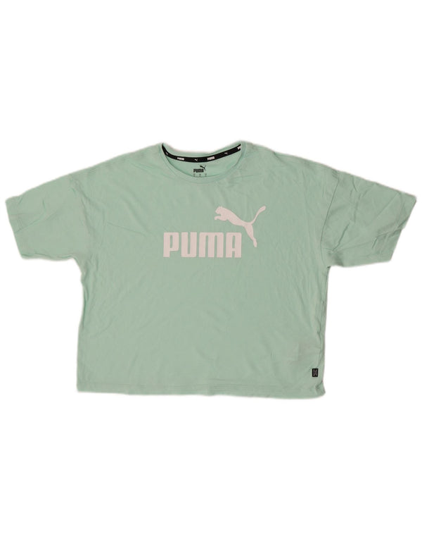 T-shirt grafica oversize corta da donna Puma UK 10 piccola in cotone turchese