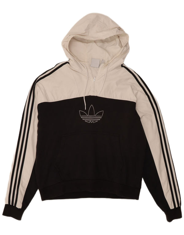 Felpa con cappuccio grafica da uomo Adidas Graphic 1/4 Zip Large in cotone color block bianco