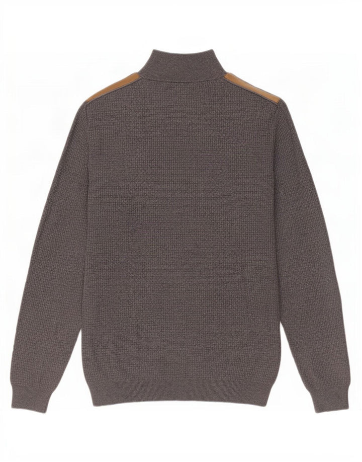 Massimo Dutti Maglione da uomo con zip e collo in cotone grigio medio