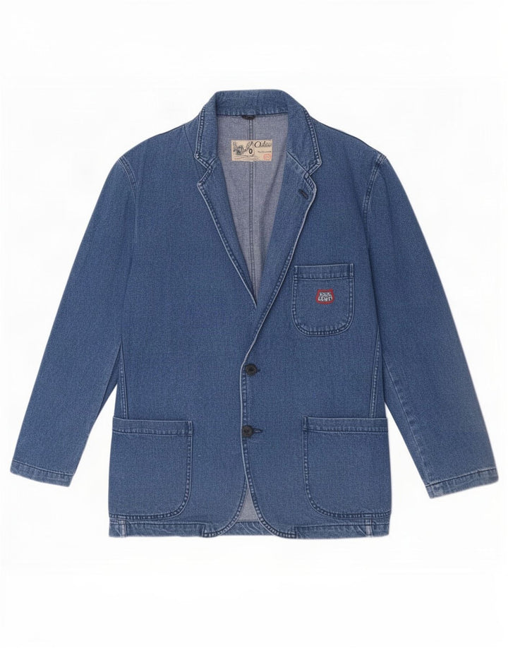 Giacca blazer in denim da uomo a 2 bottoni Ontario UK 42 XL cotone blu