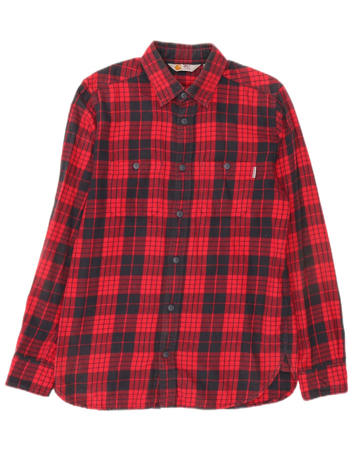 Camicia da uomo in flanella Carhartt piccola in cotone scozzese rosso