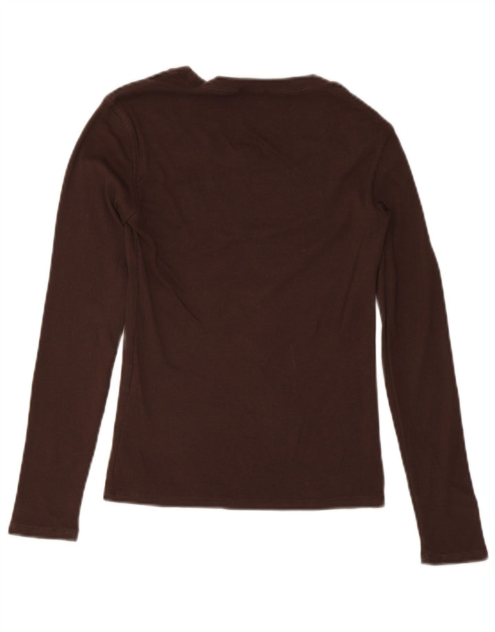 Top Zara da donna a maniche lunghe UK 12 in cotone marrone medio