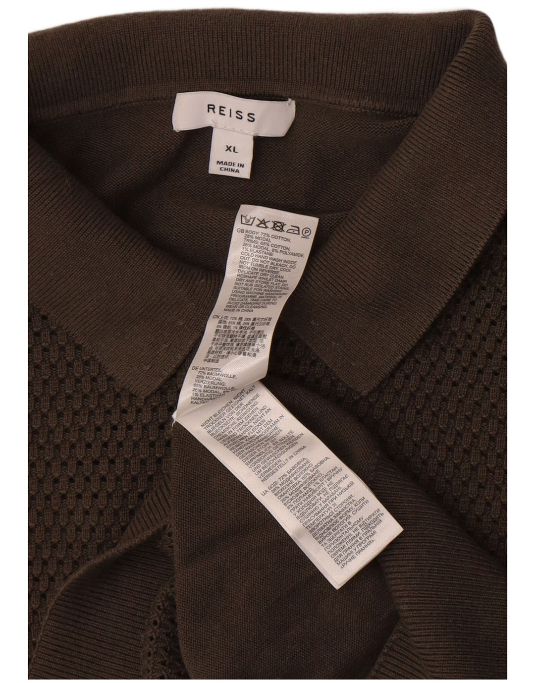 Polo da uomo Reiss XL in cotone marrone