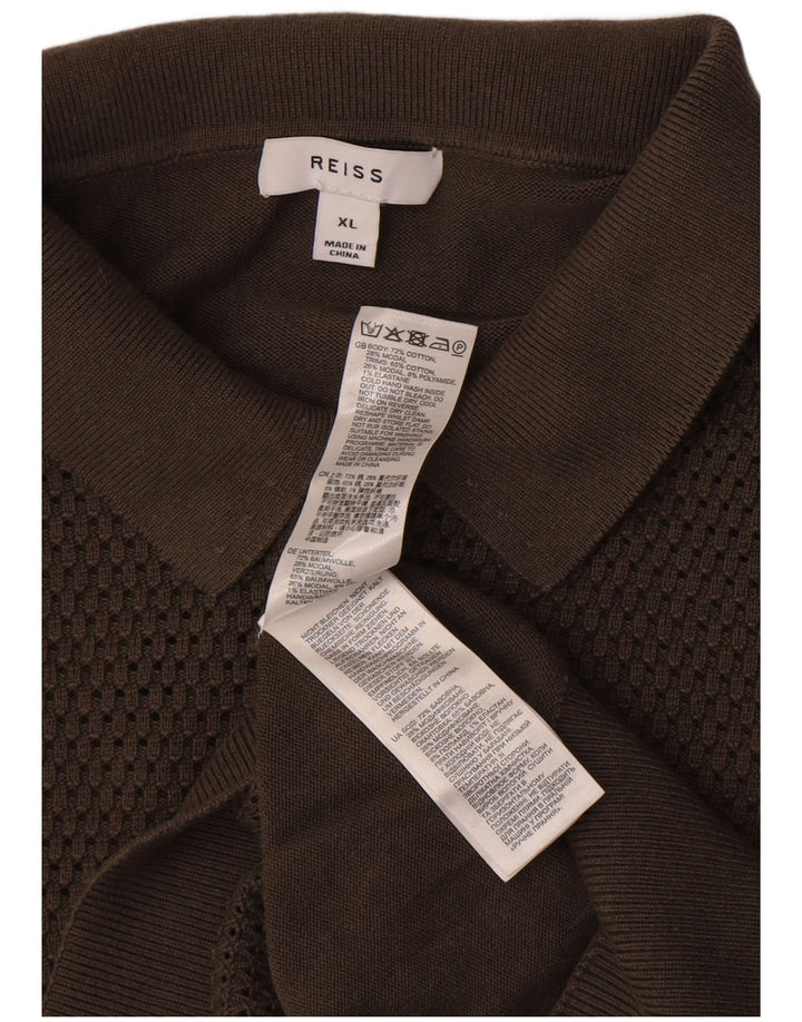 Polo da uomo Reiss XL in cotone marrone