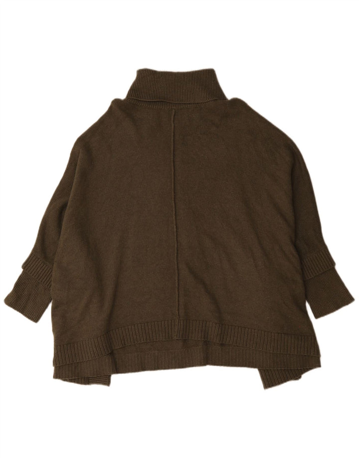 Joules - Maglione poncho oversize con collo alto da donna, UK 14, viscosa kaki media