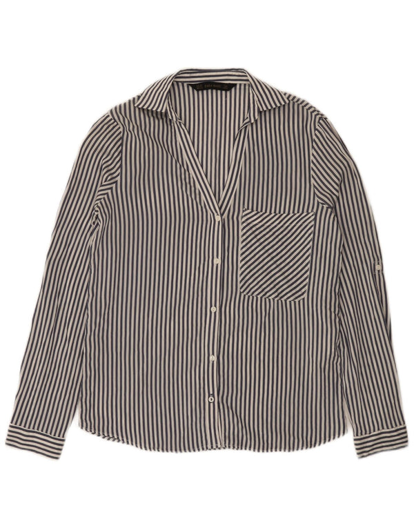 Camicia Zara da donna vestibilità ampia UK 6 XS viscosa a righe blu