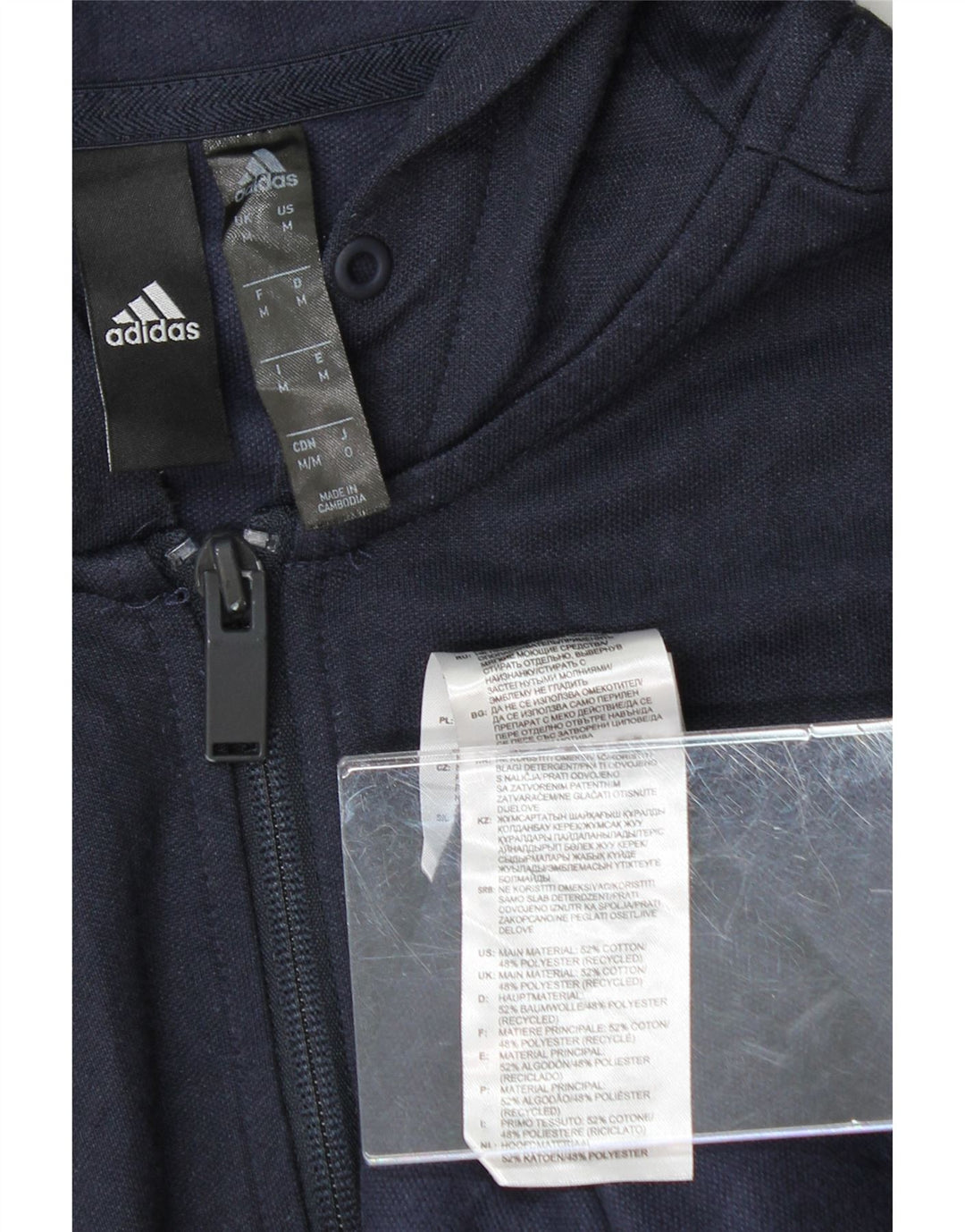 ADIDAS Mens Zip Hoodie Sweater Medium Navy Blue Cotton Vintage Adidas and Second-Hand Adidas from Messina Hembry 