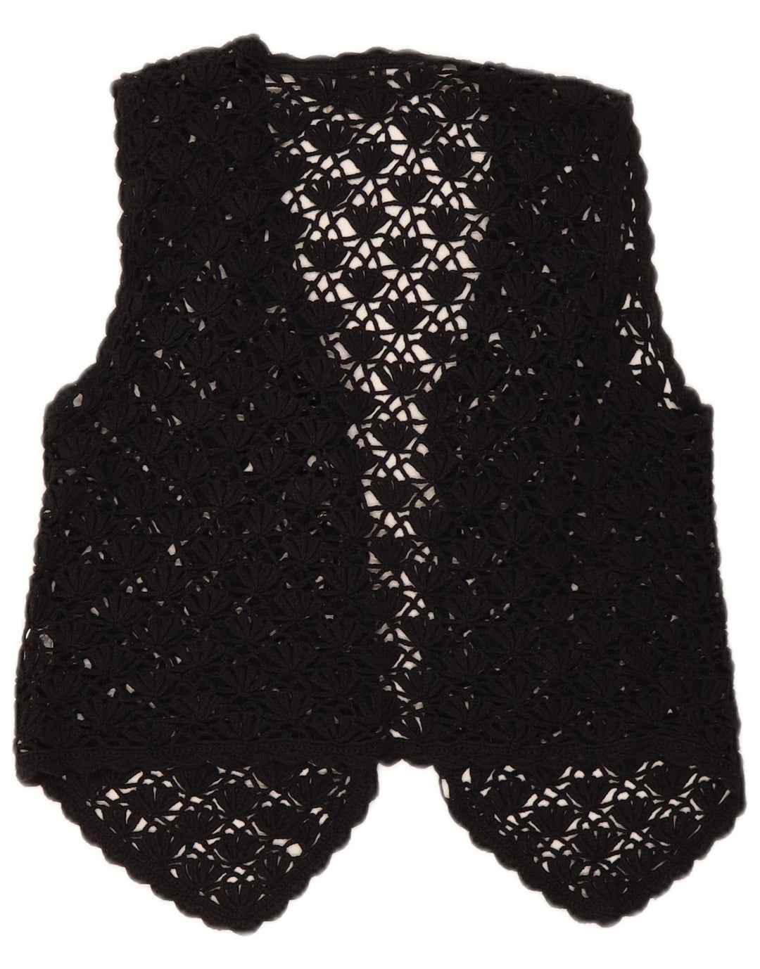 Top cardigan all'uncinetto corto da donna Premode UK 12 cotone nero medio