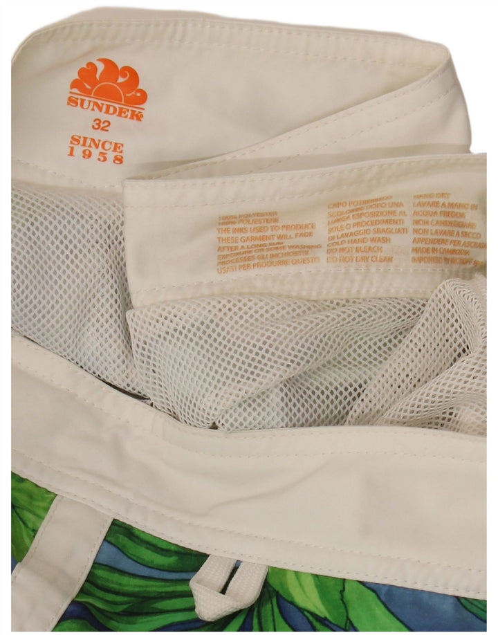 Pantaloncini da bagno da uomo Sundek blu medio poliestere floreale hawaiano