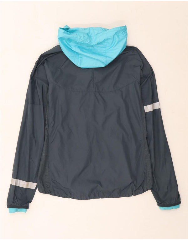 Giacca antipioggia con cappuccio da donna Nike UK 12 Nylon color block grigio medio
