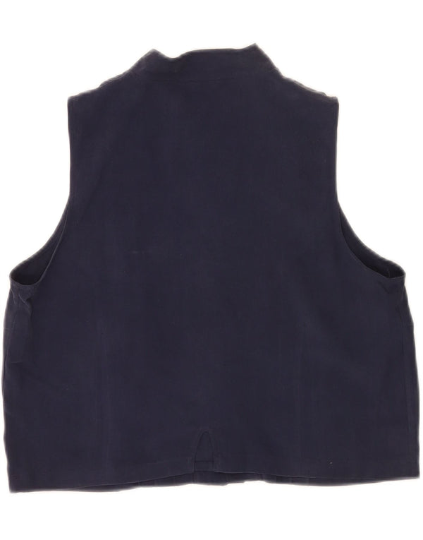 Balloon Womens Crop Sleeveless Shirt Blouse EU 40 Medium Navy Blue Silk