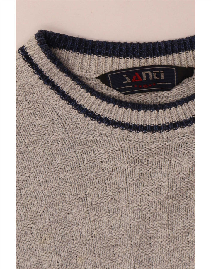 Maglione maglione girocollo da uomo vintage color grigio medio