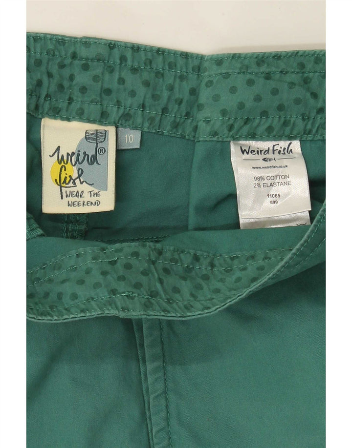 Pantaloncini cargo da donna Weird Fish UK 10 piccoli W34 cotone verde