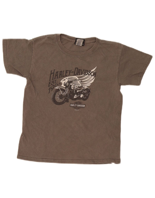 T-shirt grafica da donna Harley Davidson Top UK 10 piccola in cotone grigio
