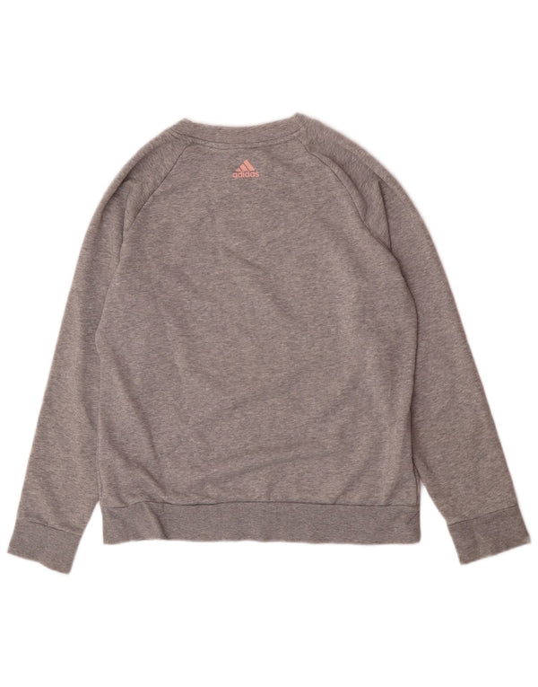 Felpa grafica da donna Adidas Maglione UK 16/18 Grande cotone grigio