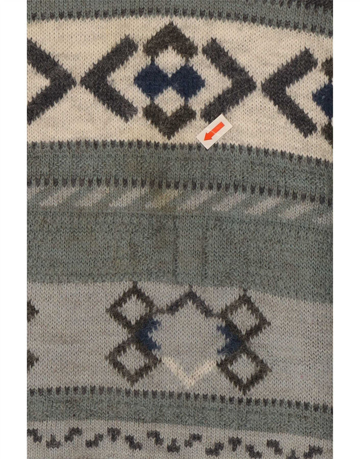 Maglione maglione girocollo da uomo vintage grande grigio geometrico