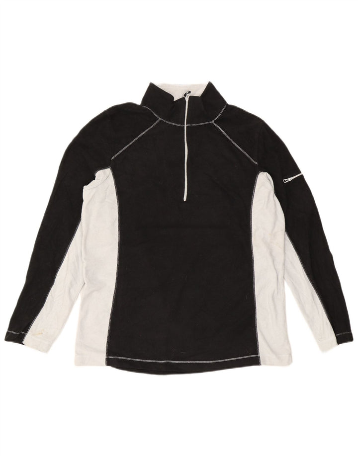 Eddie Bauer Maglione in pile da uomo con zip e collo, grande, in poliestere color block nero