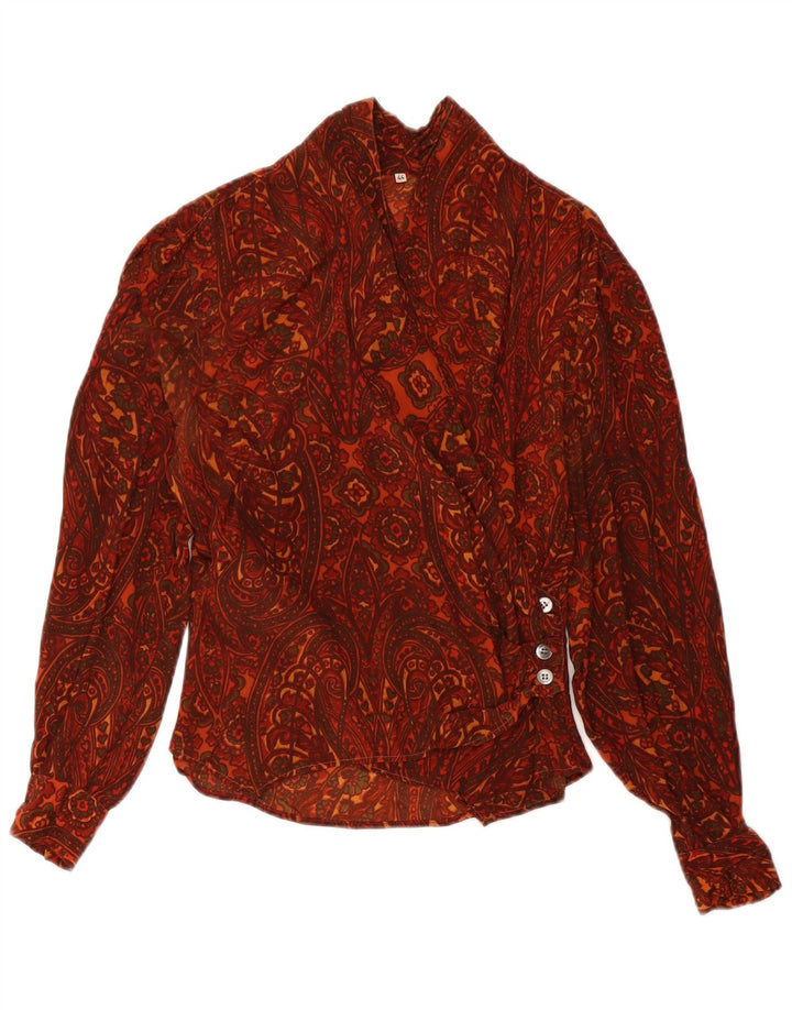 Camicetta camicia vintage da donna IT 44 Paisley bordeaux medio