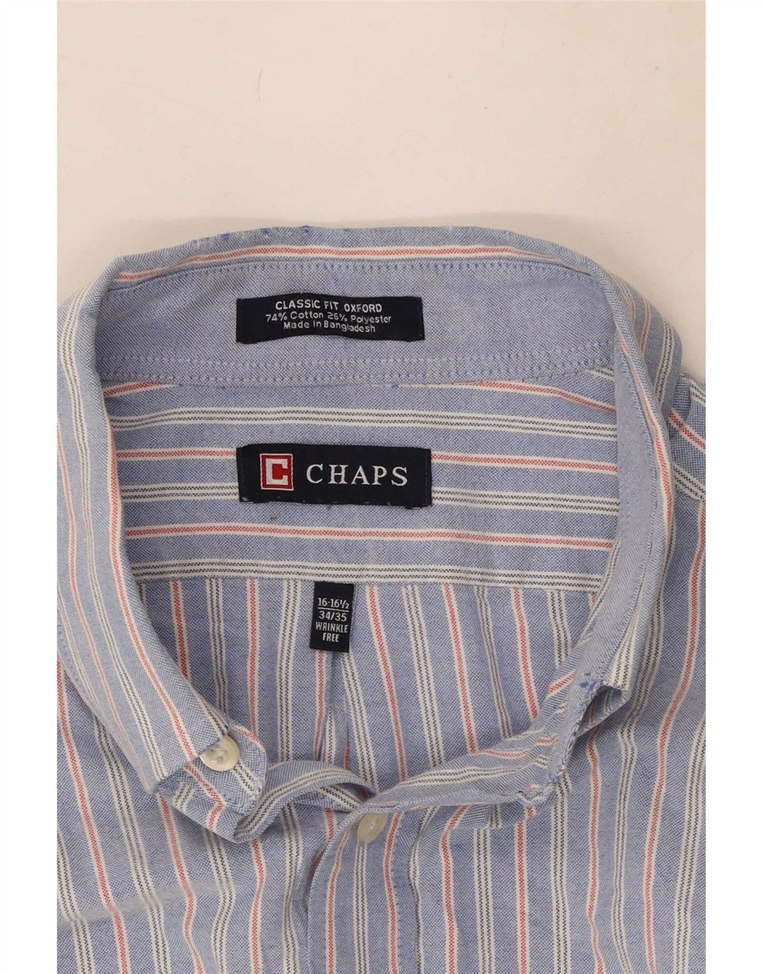 Camicia da uomo Classic Fit Chaps taglia 16 1/2 grande cotone a righe blu