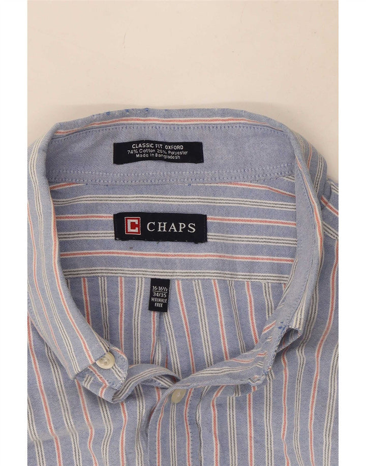 Camicia da uomo Classic Fit Chaps taglia 16 1/2 grande cotone a righe blu