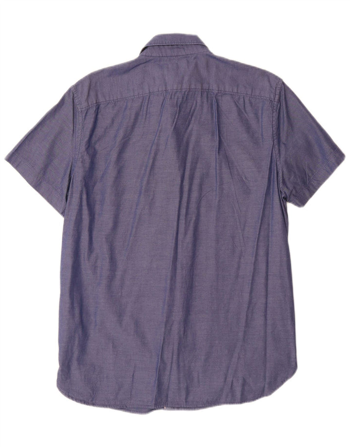 Camicia slim fit a maniche corte da uomo Timberland in cotone blu medio