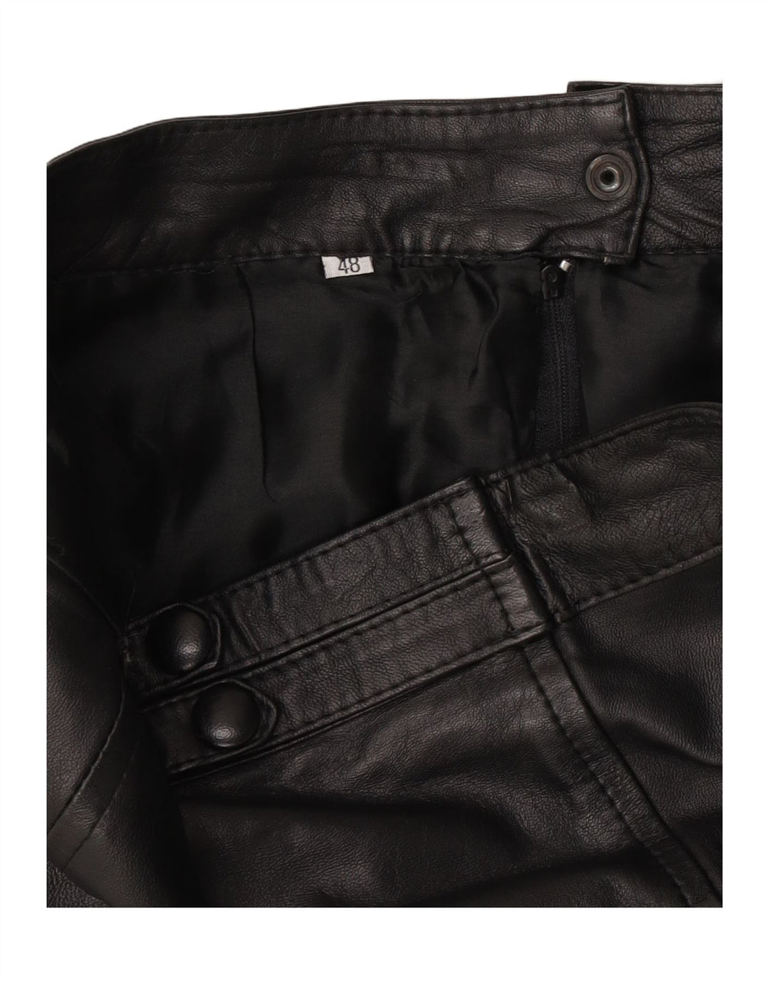 Gonna in pelle vintage da donna W30 media nera