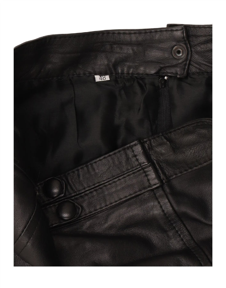 Gonna in pelle vintage da donna W30 media nera