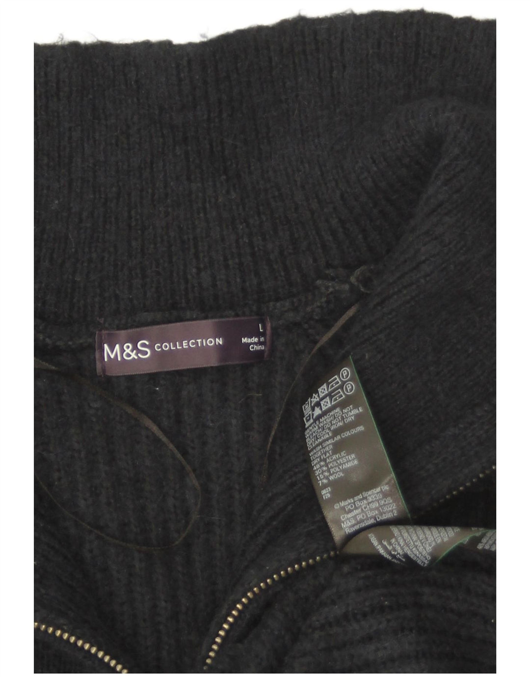 Maglione da donna Marks & Spencer con zip e collo UK 16 grande blu navy