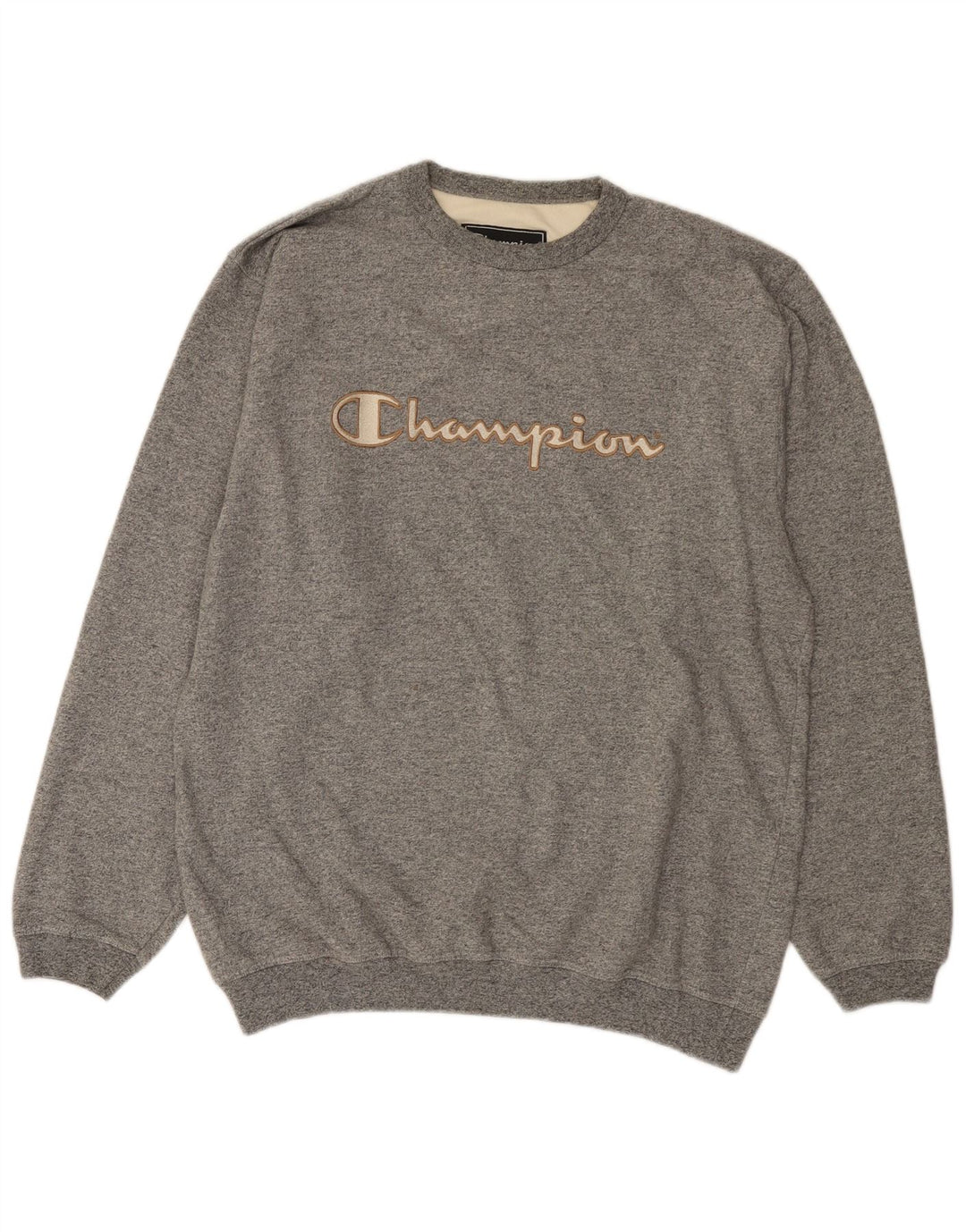 Felpa grafica da uomo Champion, maglione grande, cotone chiazzato grigio