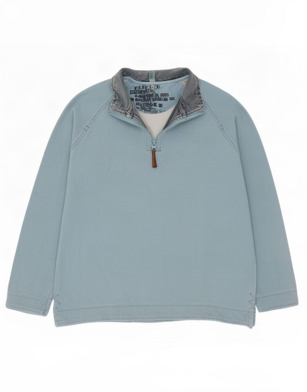 Felpa da uomo con collo con zip Fat Face, maglione grande, cotone blu