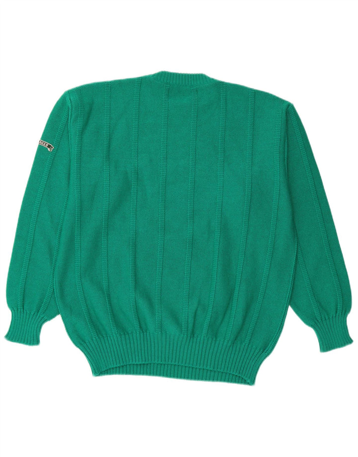 Maglione da uomo girocollo Ouragan in lana vergine verde medio