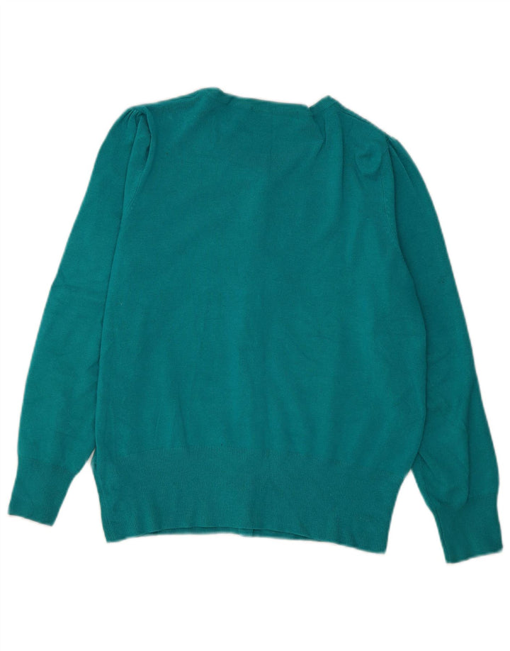 Maglione cardigan da donna Marks & Spencer UK 16 grande viscosa blu
