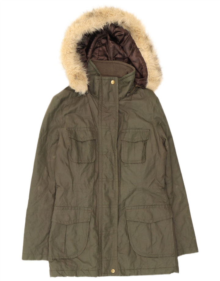 Giacca Parka con cappuccio da donna Marks & Spencer UK 12 cotone kaki medio
