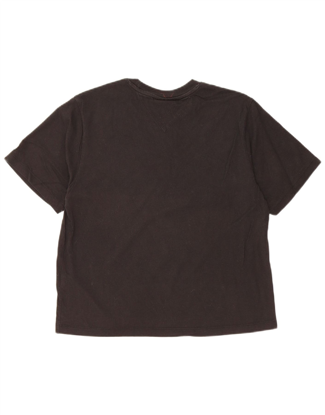 TOMMY HILFIGER T-shirt grafica corta da donna Top UK 10 piccolo cotone nero