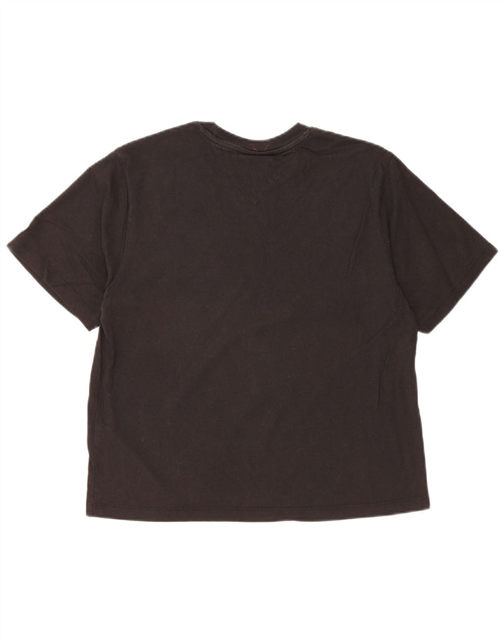 TOMMY HILFIGER T-shirt grafica corta da donna Top UK 10 piccolo cotone nero