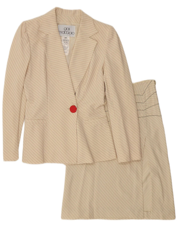 Set gonna 2 pezzi da donna Gai Mattiolo UK 12 medio W28 bianco sporco a righe