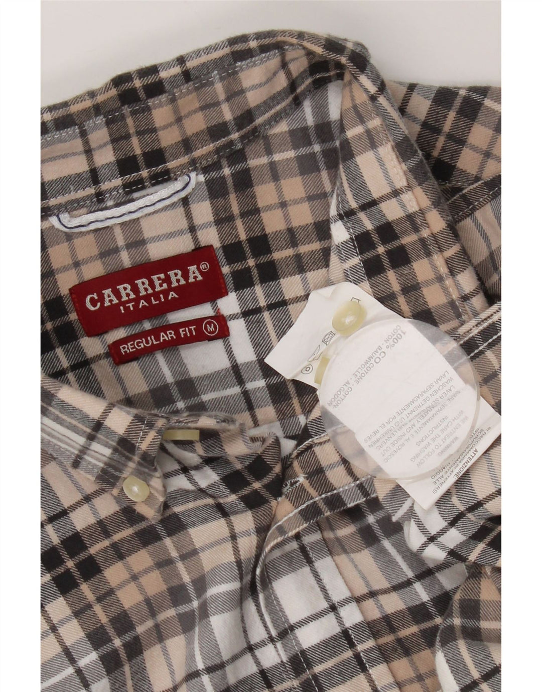 Carrera Camicia da uomo in flanella vestibilità regolare in cotone a quadri multicolore medio