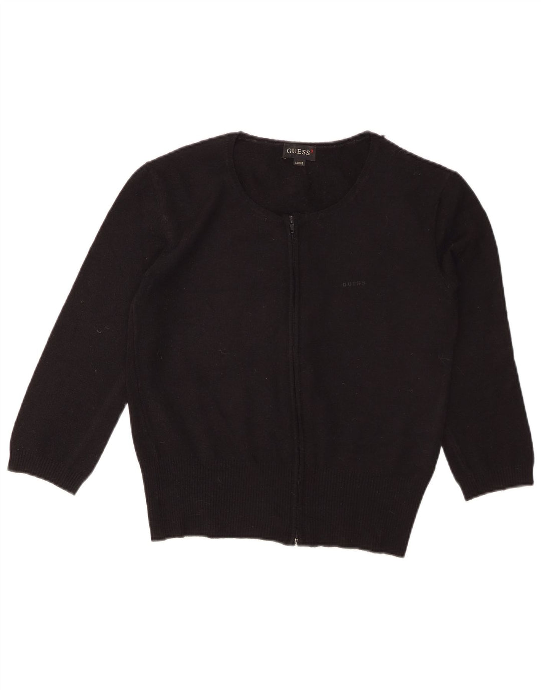 GUESS Maglione cardigan corto con maniche a 3/4 da donna UK 14 Large Nero
