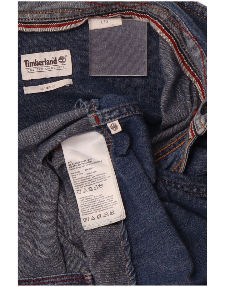 Timberland Camicia da uomo slim fit in denim di grandi dimensioni in cotone blu